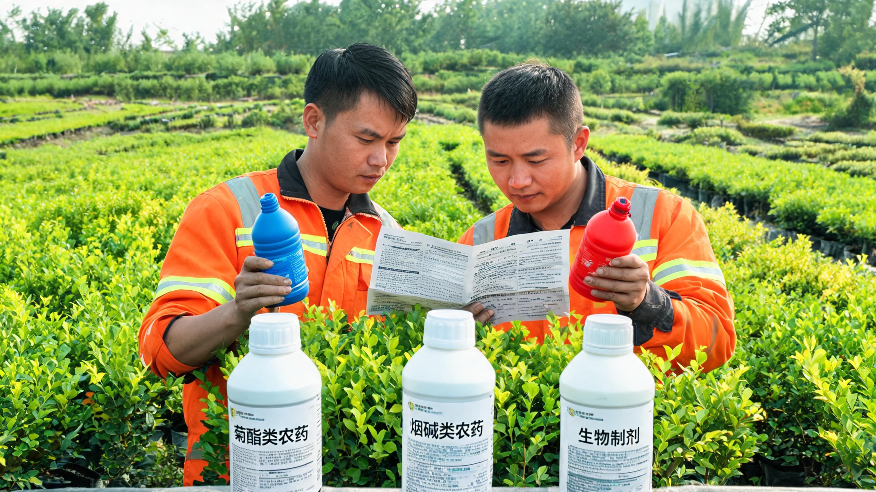 园林工人准备轮换用药